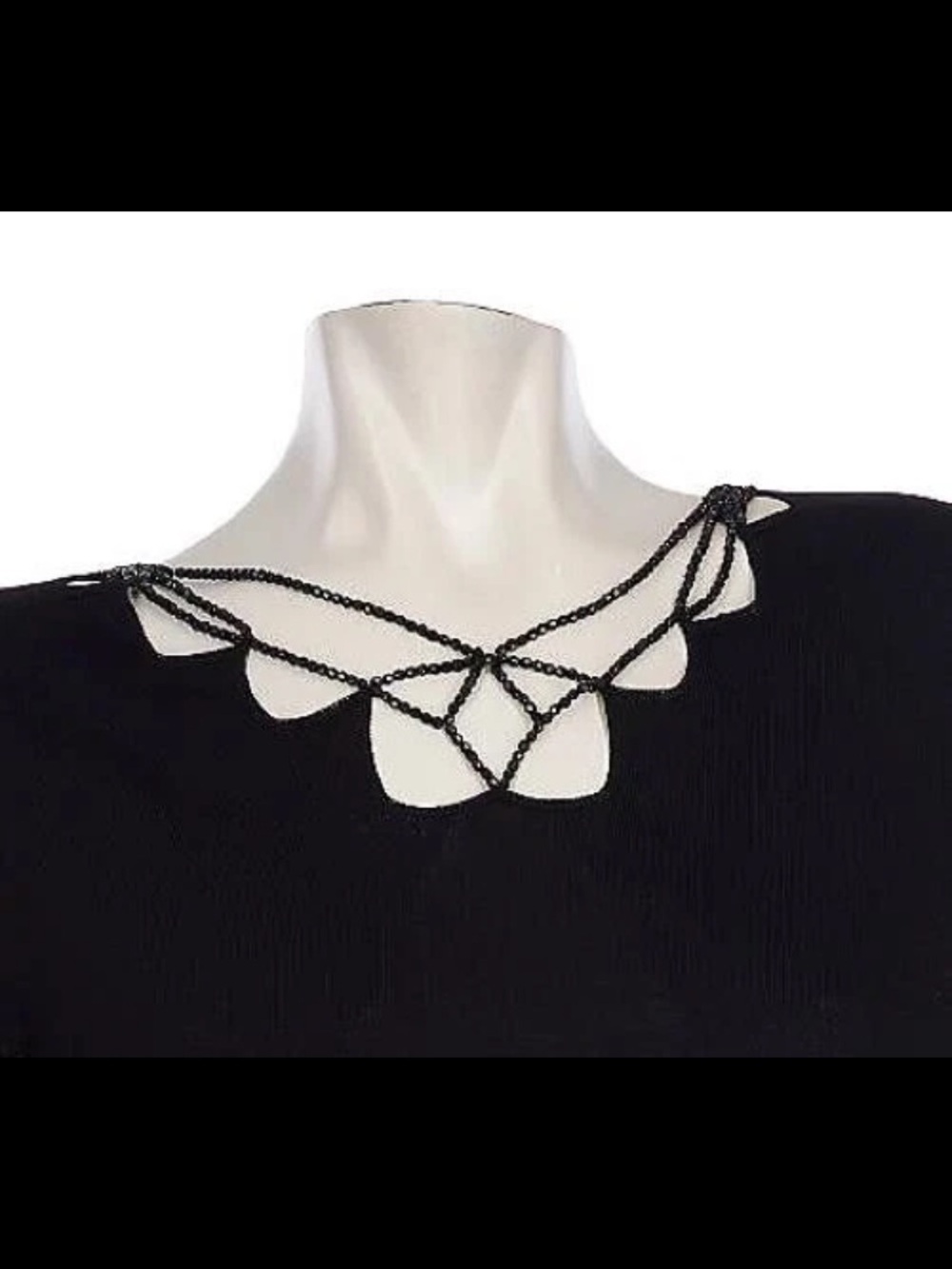 Victor Costa Black Multi-Strand Beaded Necklace